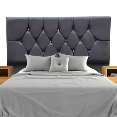 Cabeceira Cama Box Solteiro 90 Cm Geovana Suede Cor:cinza Escuro