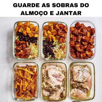 Vasilha De Vidro Hermético Marmita Mantimentos Tampa 1040ml Para Microondas Freezer Congelador Geladeira Guarda Alimento