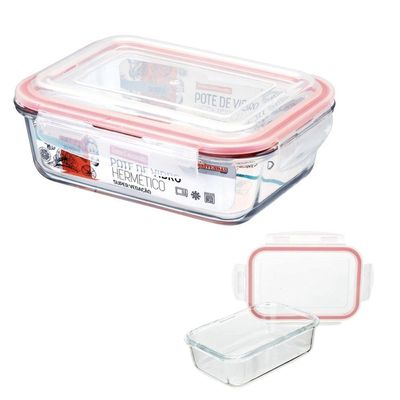 Vasilha De Vidro Hermético Marmita Mantimentos Tampa 1040ml Para Microondas Freezer Congelador Geladeira Guarda Alimento