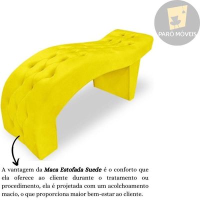 Maca Estofada Capitonê Clínica Salão Estética Suede Eduarda amarelo