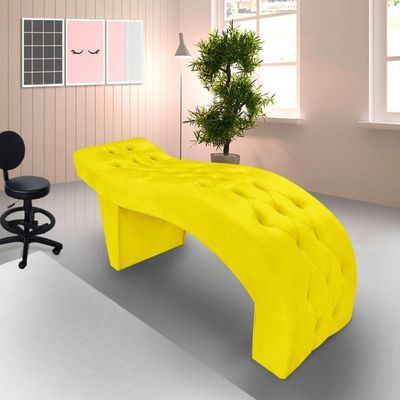 Maca Estofada Capitonê Clínica Salão Estética Suede Eduarda amarelo