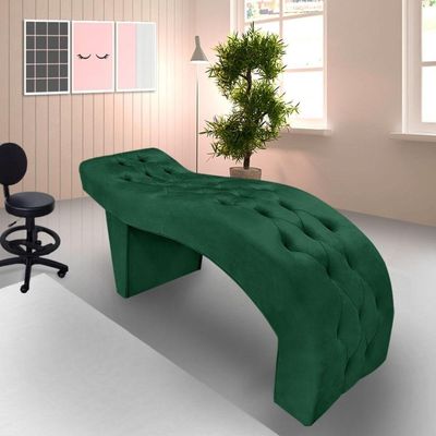 Maca Estofada Capitonê Clínica Salão Estética Suede Eduarda verde