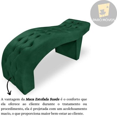 Maca Estofada Capitonê Clínica Salão Estética Suede Eduarda verde
