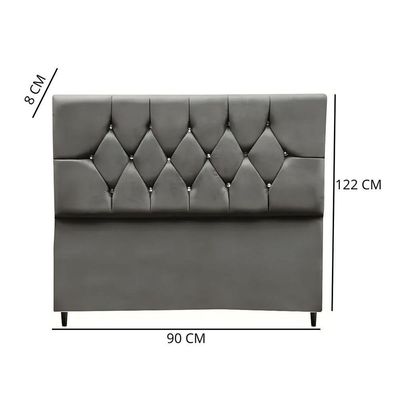 Cabeceira Solteiro Cama Box Estofada 90 Cm Suede Marrocos Cor:cinza