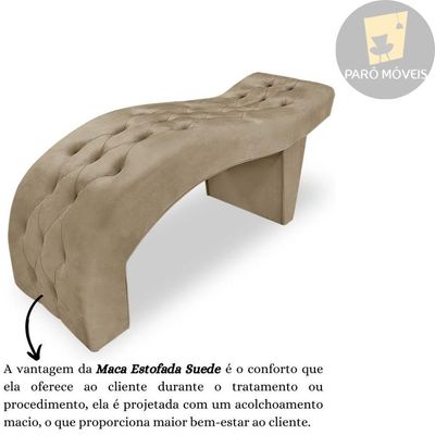Maca Estofada Capitonê Clínica Salão Estética Suede Eduarda bege Escuro
