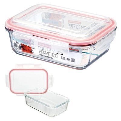 Vasilha De Vidro Hermético Marmita Com Tampa 1040ml Mantimentos Para Microondas Freezer Congelador Geladeira Comida Pote