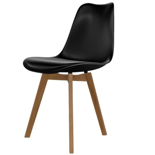 Conjunto 4 Cadeiras de Jantar Saarinen Assento Estofado SeateCo Preto