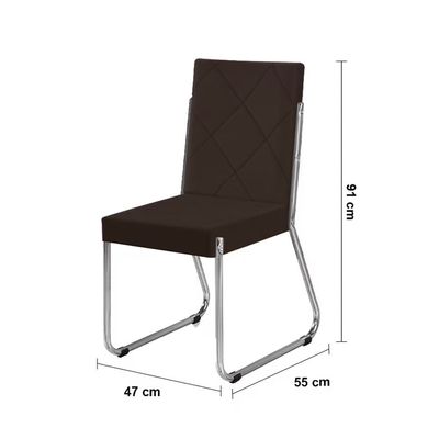 Mesa de Jantar Leticia e 4 Cadeiras Liz Aço Nobre Chocolate