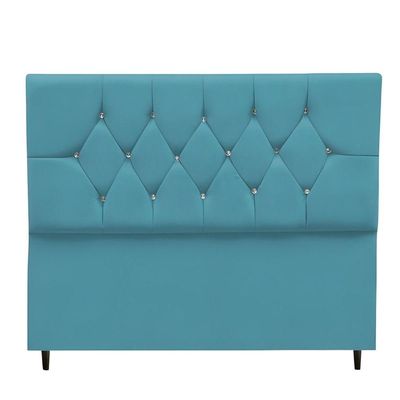 Cabeceira Solteiro Cama Box Estofada 90 Cm Suede Marrocos Cor:azul Turquesa