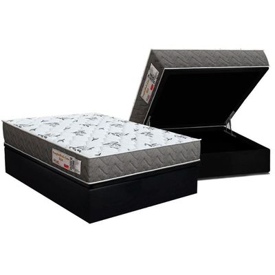 Conjunto Box Baú Casal: Colchão Espuma Orthoflex D33 Comfortpedic Black + Base Crc Suede Black(138x188)