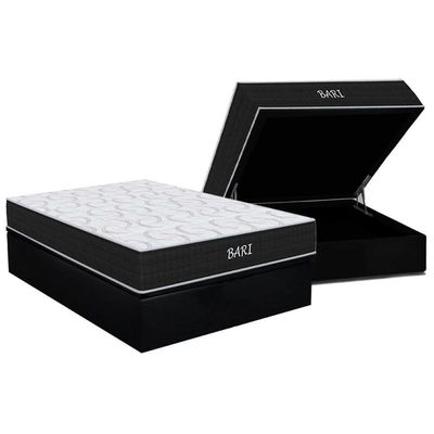 Conjunto Box Baú Casal: Colchão Espuma Orthoflex D45 Bari + Base Crc Suede Black(138x188)