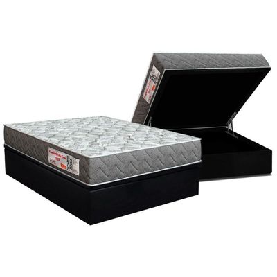Conjunto Box Baú Casal: Colchão Espuma Orthoflex D23 Comfortpedic + Base Crc Suede Black(138x188)