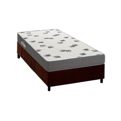 Conjunto Box Solteiro Colchão Espuma Ortobom D33 Light Saúde + Base Crc Suede Brown 78x188