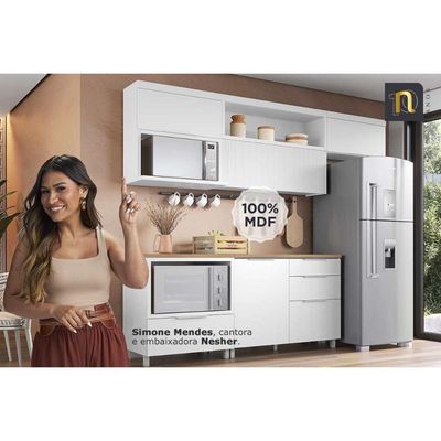 Cozinha Completa Marquesa 10 Peças (2 Armários + 2 Balcões + 1 Paneleiro + 5 Complementos) C6p69 Nature-verde - Nesher