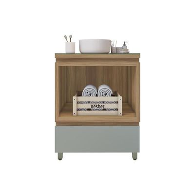 Gabinete De Banheiro Balcão Rainha C- 1 Gaveta E 1 Nicho 70cm Branca-nature - Nesher