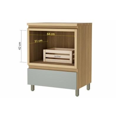 Gabinete De Banheiro Balcão Rainha C- 1 Gaveta E 1 Nicho 70cm Branca-nature - Nesher