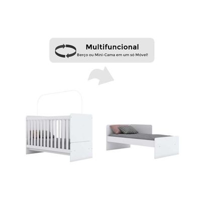Quarto Infantil Completo Labirinto 2 Peças (1 Berço + 1 Cômoda) Qi98 Rústico-branco - Henn