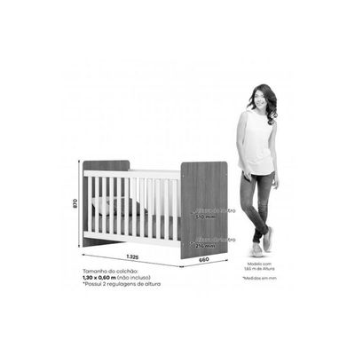 Quarto Infantil Completo Labirinto 2 Peças (1 Berço + 1 Cômoda) Qi98 Rústico-branco - Henn