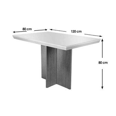 Mesa P- Cozinha Berlim C- Tampo 120x80cm Madeirado Vidro Canto Curvo - Imbuia-off White - Rufato