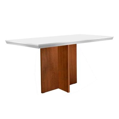 Mesa P- Cozinha Berlim C- Tampo 120x80cm Madeirado Vidro Canto Curvo - Imbuia-off White - Rufato