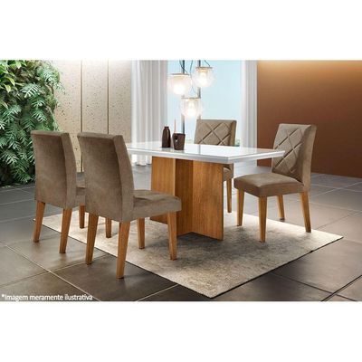 Mesa P- Cozinha Berlim C- Tampo 120x80cm Madeirado Vidro Canto Curvo - Imbuia-off White - Rufato