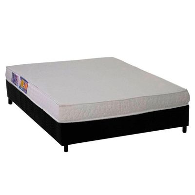 Conjunto Box Casal: Colchão Espuma Ortobom D23 Light Saúde + Base Crc Suede Black (138x188)