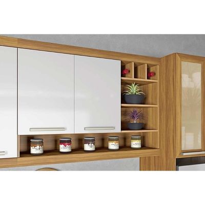 Cozinha Completa Burguesa Premium 5 Peças (2 Armários + 2 Balcões + 1 Paneleiro) C6p56 Freijo-off White - Nesher