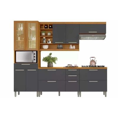 Cozinha Completa Burguesa Premium 5 Peças (2 Armários + 2 Balcões + 1 Paneleiro) C6p56 Freijo-off White - Nesher