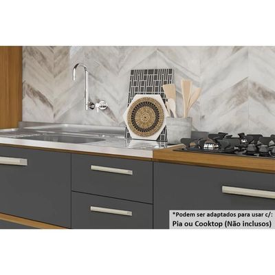 Cozinha Completa Burguesa Premium 7 Peças ( 3 Armários + 3 Balcões + 1 Paneleiro) C6p58 Freijo-off White - Nesher