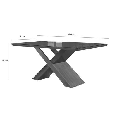 Mesa Para Cozinha Imperatriz C-tampo Madeirado Vidro Canto Curvo 180x90cm Off White-imbuia-vidro Off White - Rufato