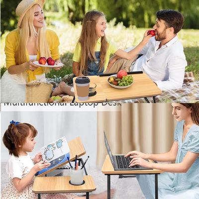 Suporte Para Notebook Mesa Em Madeira Portatil Cama Ajustavel Multifuncional Sofa Apoio Home Office Dobravel Marfim