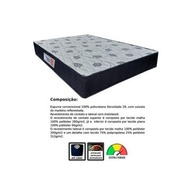 Cama Box Baú Queen Colchão Ortopédico Orthoflex Foggia Sogni Unic Face + Base Crc Suede Black(158x198)