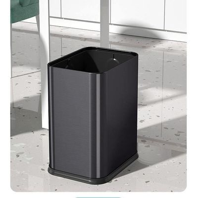 Lixeira Inox Preta 15 Litros Escritorio Cesto Lixo Black Sem Tampa Com Aro Banheiro Cozinha Aberta Luxo