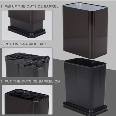 Lixeira Inox Preta 15 Litros Escritorio Cesto Lixo Black Sem Tampa Com Aro Banheiro Cozinha Aberta Luxo