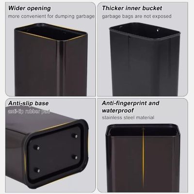 Lixeira Inox Preta 15 Litros Escritorio Cesto Lixo Black Sem Tampa Com Aro Banheiro Cozinha Aberta Luxo