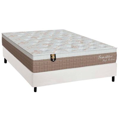 Conjunto Box Casal: Colchão Molas Orthoflex Ensacadas Masterpocket Sensitive + Base Crc Courano White(138x188)
