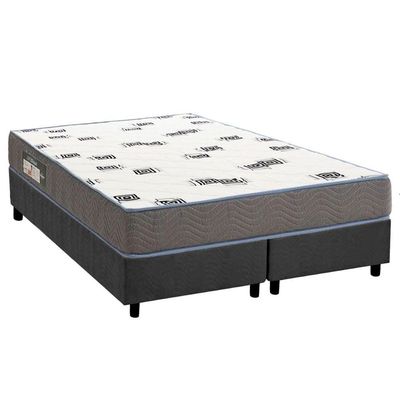 Conjunto Box Queen: Colchão Espuma Ortobom D33 Light Saúde + Base Crc Suede Gray(158x198)