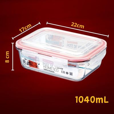 Vasilha De Vidro Hermética Com Tampa 1040ml Mantimentos Para Microondas Freezer Congelador Geladeira Comida Pote