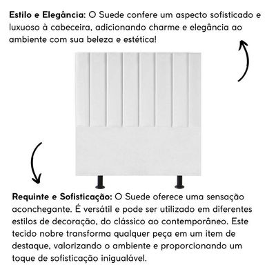 Cabeceira Estofada Cama Casal Box 140 Cm Sara Suede E Frame Cor:branco