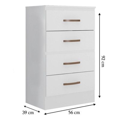 Cômoda Para Quarto 4 Gavetas Lisa Mdp Branco