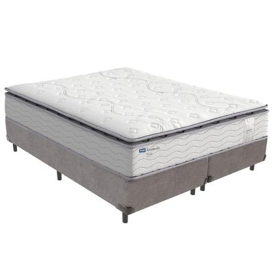 Cama Box Cinza E Colchão Amsterdã Molas Ensacadas Queen Probel