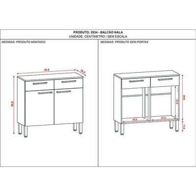 Balcão De Cozinha 90cm Nala 2 Portas 2 Gavetas Kits Paraná Freijó Gris