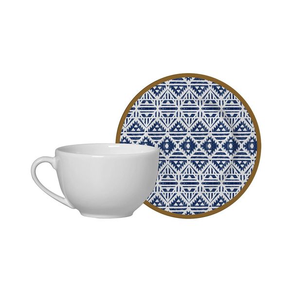 Conjunto de Xícaras de Chá Alleanza Étnico em Cerâmica 4 Peças 250ml