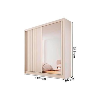 Guarda Roupa Solteiro 2 Portas De Correr (1 Ripada E 1 C- Espelho) E 4 Gavetas Lugano Off White - Europa