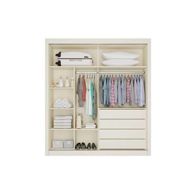 Guarda Roupa Solteiro 2 Portas De Correr (1 Ripada E 1 C- Espelho) E 4 Gavetas Lugano Off White - Europa