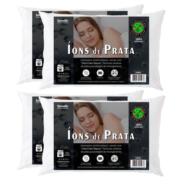 Travesseiro Sonolin Íons de Prata 50x70cm 4 Unidades Branco
