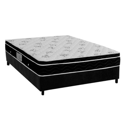 Cama Box Casal Colchão Molas Bonnel Ortobom Nanolastic Physical Spring + Base Crc Suede Black(138x188)