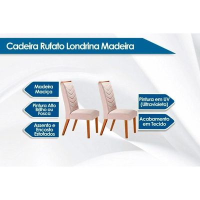 Sala De Jantar Completa Berlim C- Tampo Madeirado Vidro Canto Curvo 120x80cm E 4 Cadeiras Londrina Imbuia-off White - Suede Marrom - Rufato