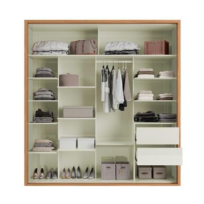 Guarda-Roupa Casal com Espelho Girona 100% MDF 2 PT 2 GV Freijó e Off White