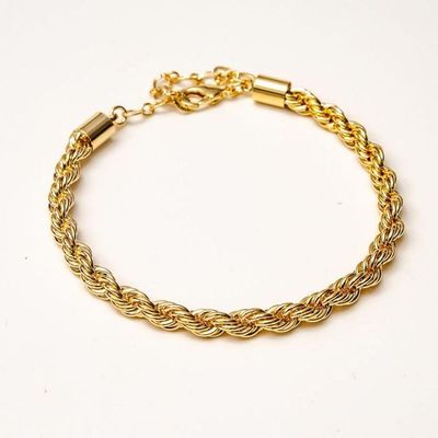 Pulseira Cordão Baiano 4mm Banhada Ouro 18k